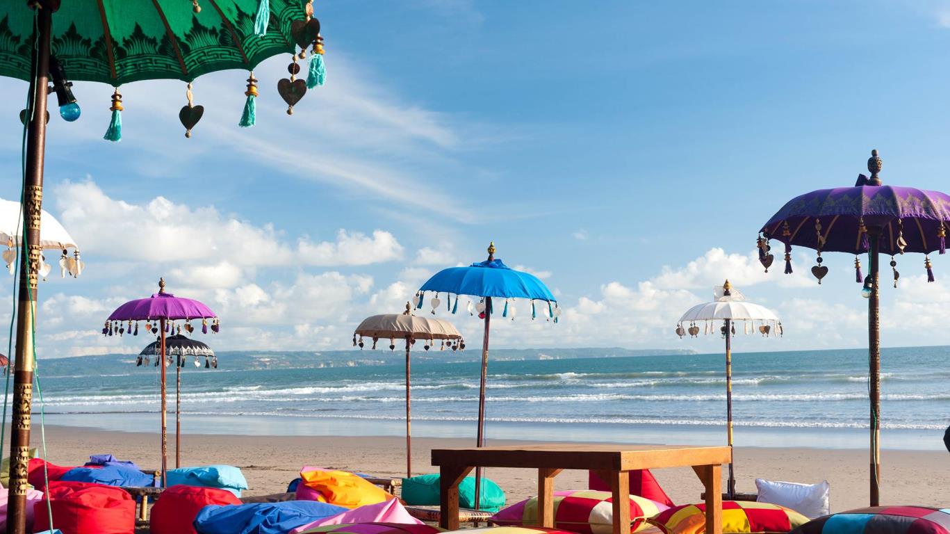 Strand met parasols, Seminyak