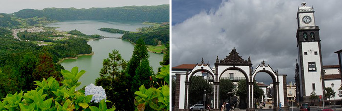 Groene kratermeer Lagoa Verde en Sao Miguel Ponta Delgada