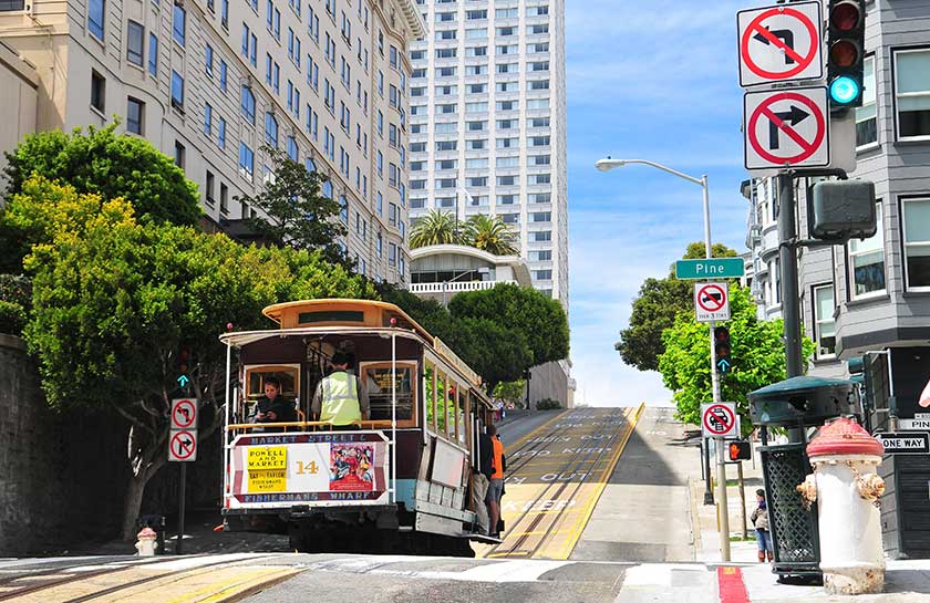 De hoge gebouwen vlak bij Union Square in San Francisco